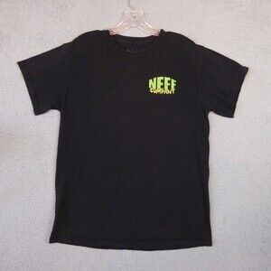 Neff Company Shirt Mens Medium Black Earth UFO Graphic Tee Skate Beach Surf